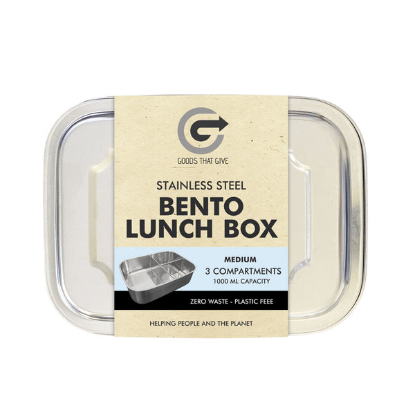 Goods that Give Stainless Steel Lunchbox - MEDIUM with compartments (1000ml)