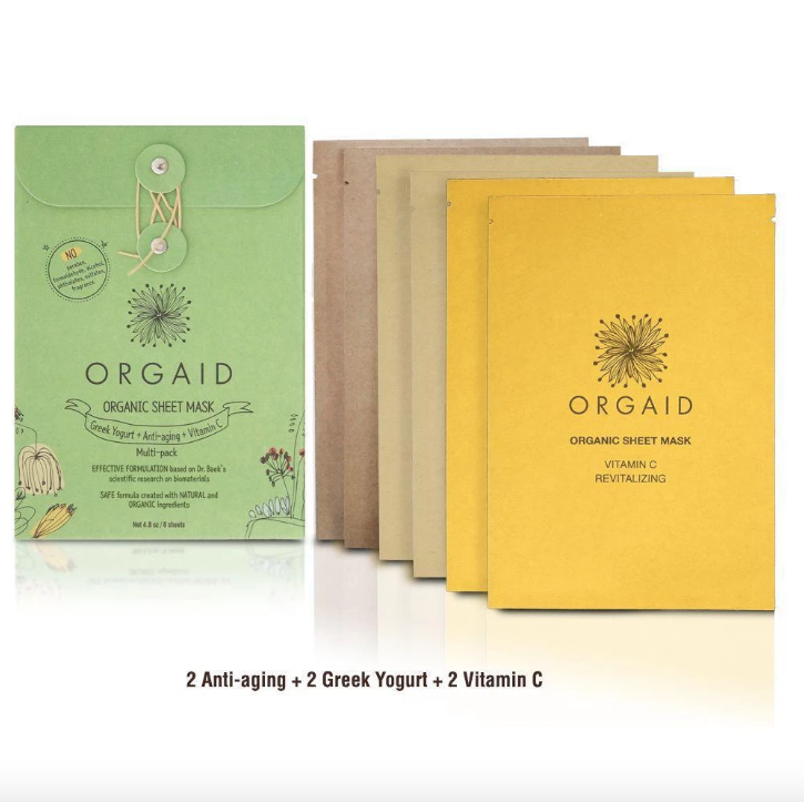 ORGAID Organic Sheet Mask Greek Yogurt, Anti-Aging + Vitamin C 6x24ml - Goods that Give