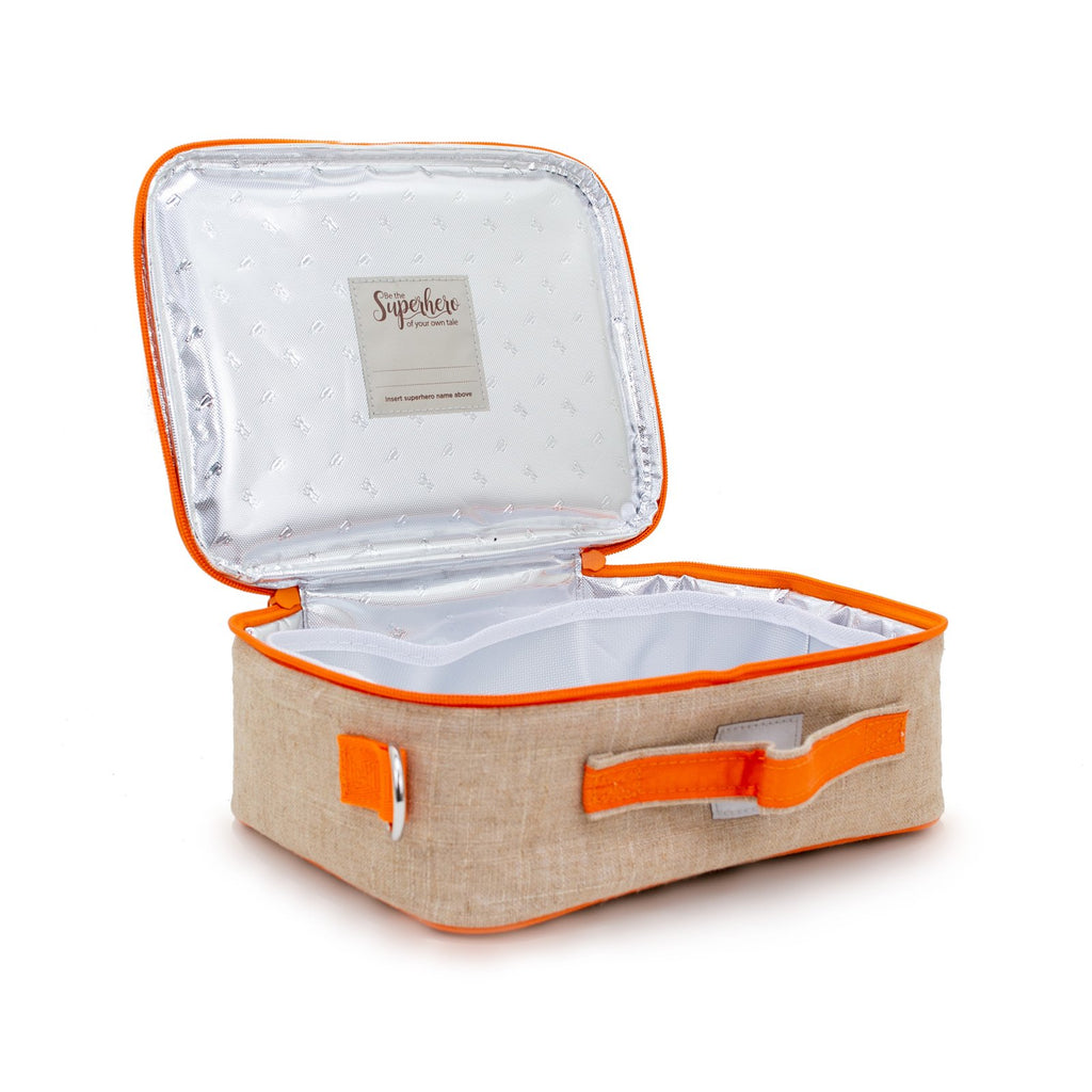 SoYoung Raw Linen Lunch Box, Orange Fox - Insulated, machine