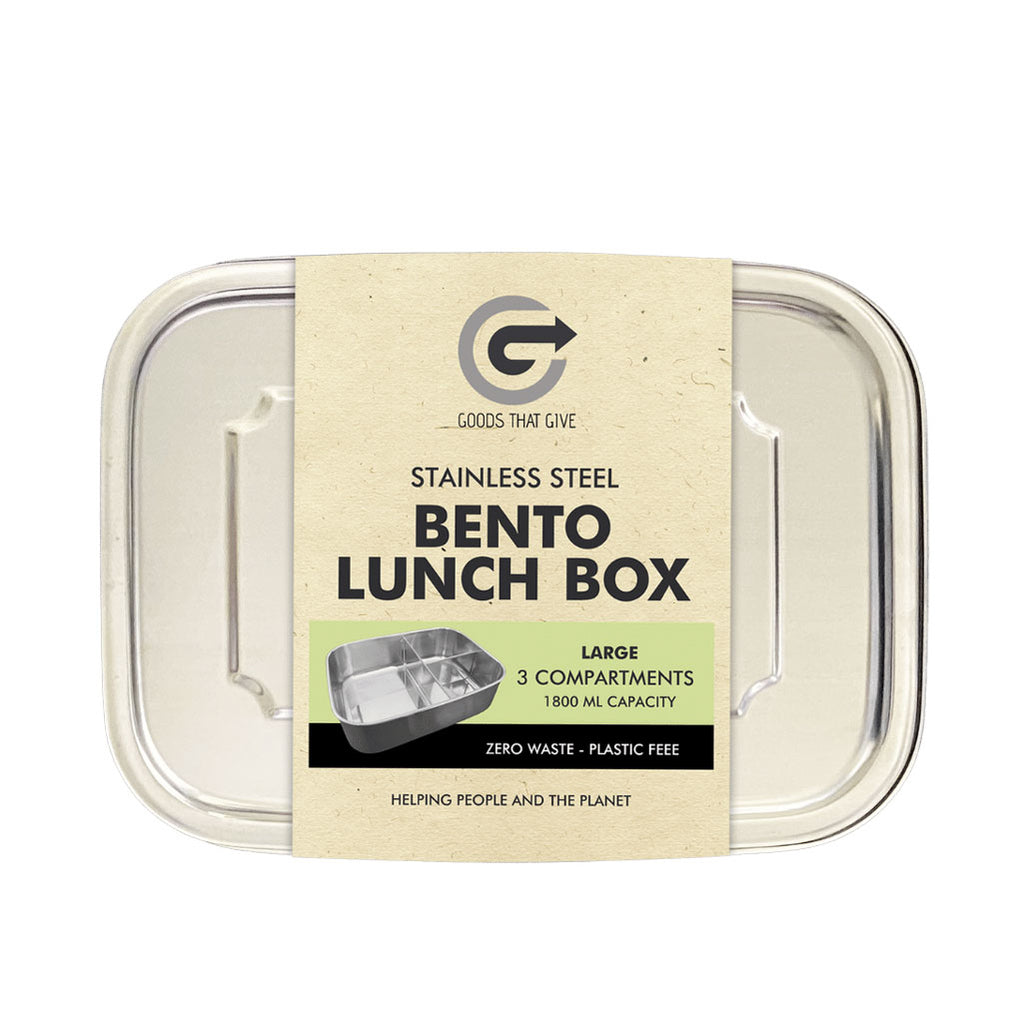 Goods that Give Stainless Steel Lunchbox - LARGE with compartments (1800ml)