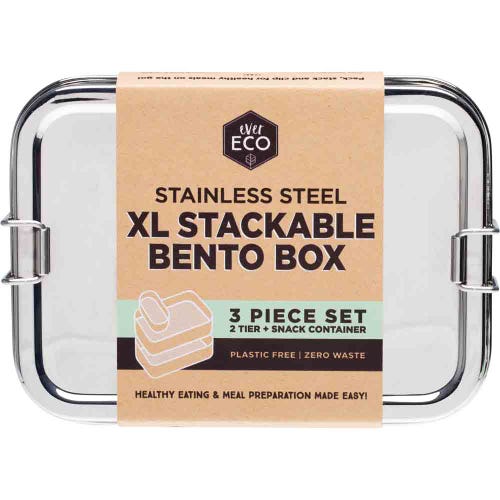 Ever Eco Stainless Steel Stackable Bento Box (extra large 3 piece set)